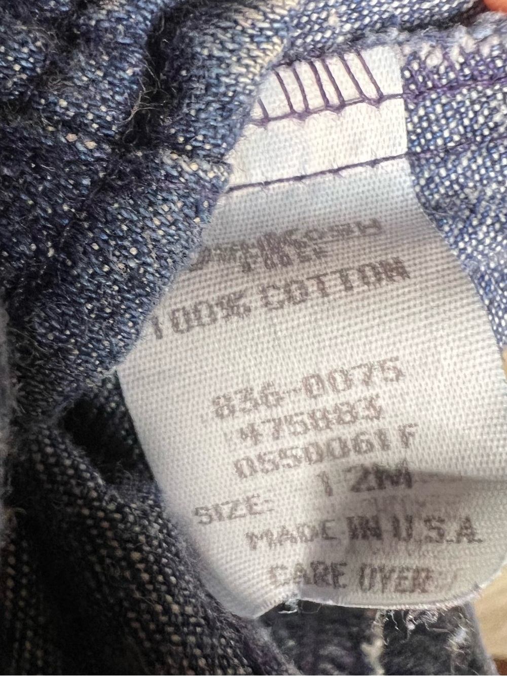 Vintage Osh Kosh B’gosh Denim & Plaid Overalls 12M - Picture 4 of 4
